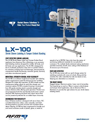 Download the LX-100 shrink sleeve labeling and tamper-evident banding brochure