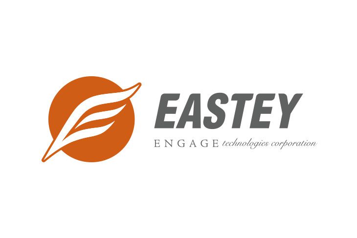 Eastey logo with a leaf design in orange and gray text.